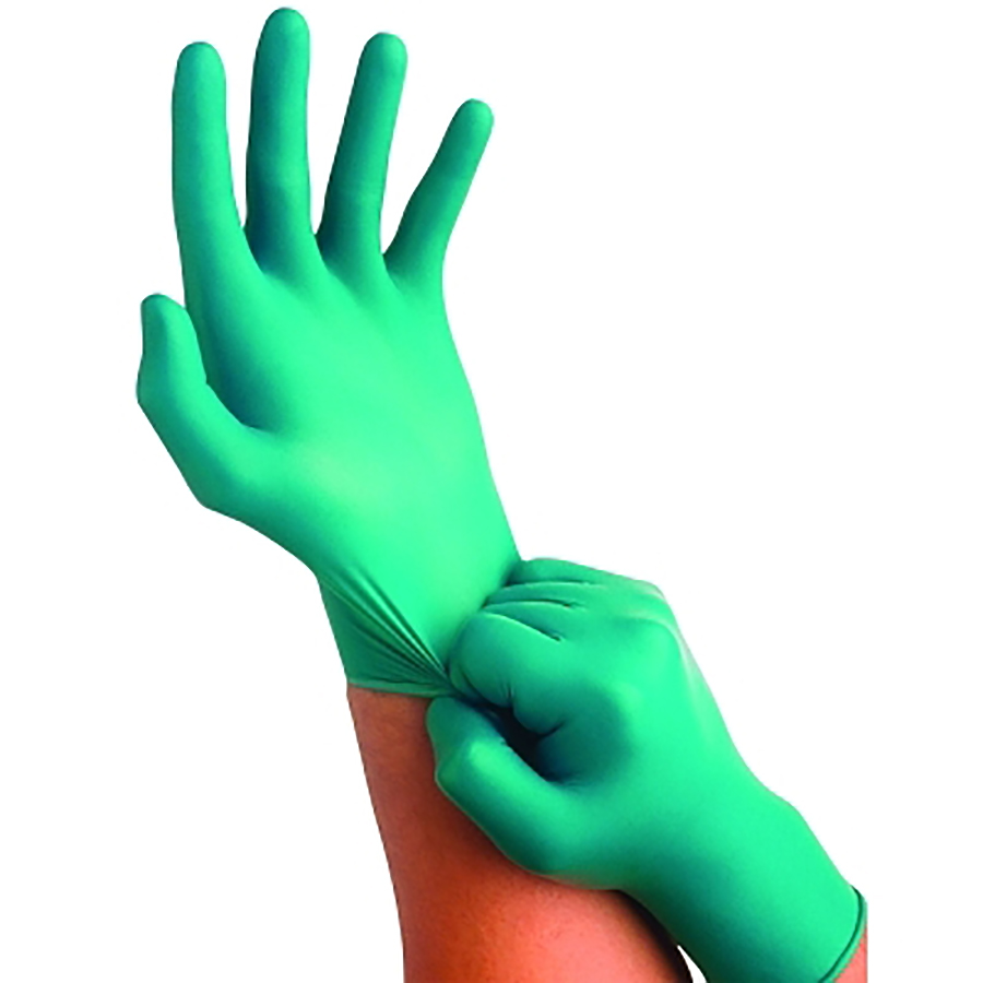 (image for) Touchntuff 92-600 Nitrile Powder-Free Disposable Gloves, 4.9 mil Palm/5.5 mil Fingers, Small, Green
