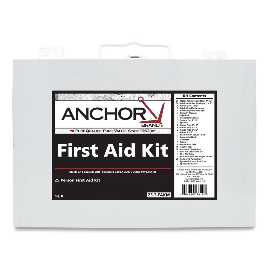(image for) Anchor Brand 25 Person First Aid Kit, Metal Case, Wall Mount