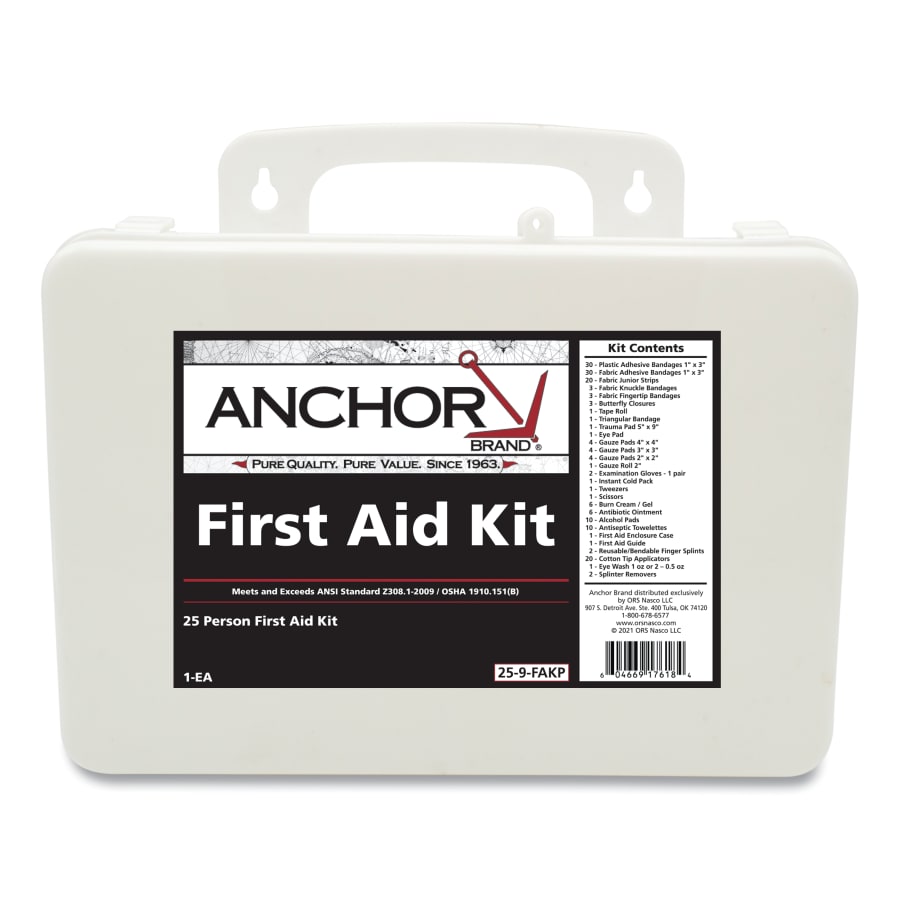 (image for) Anchor Brand 25 Person First Aid Kit, ANSI 2009, Plastic Case