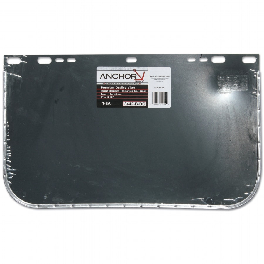 (image for) Anchor Visor, Dark Green, Aluminum Bound, 9 in x 15-1/2 in, Head Gear/Cap Adaptors