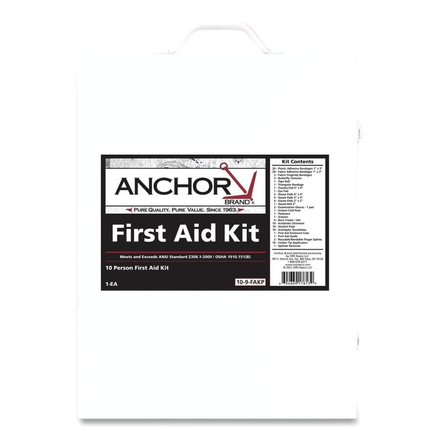 (image for) Anchor Brand 4 Shelf First Aid Cabinet, ANSI Z308.1-2009, Steel Cabinet, Includes 1,100 Pieces