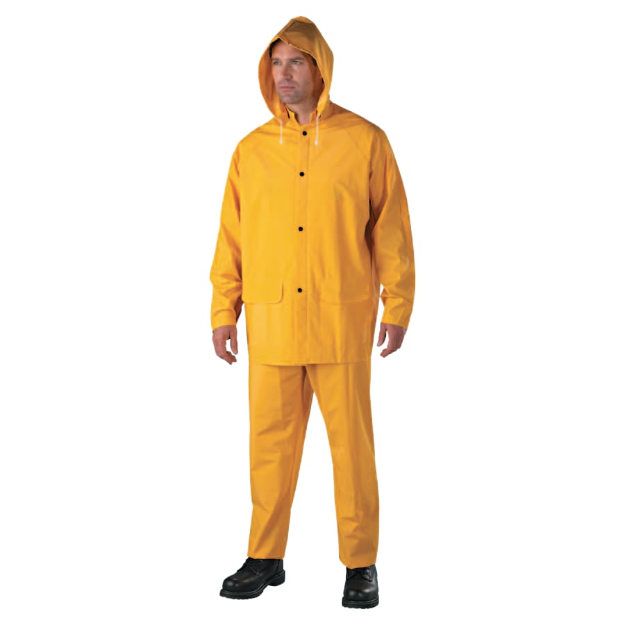 (image for) Anchor 3-Pc Rainsuit, Jacket/Hood/Overalls, 0.35 mm, Yellow, 4X-Large