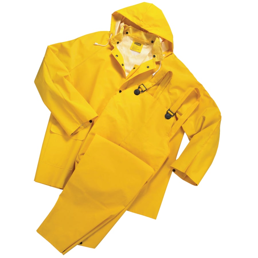 (image for) Anchor 3-Pc Rainsuit, Jacket/Hood/Overalls, 0.35 mm, Yellow, Medium