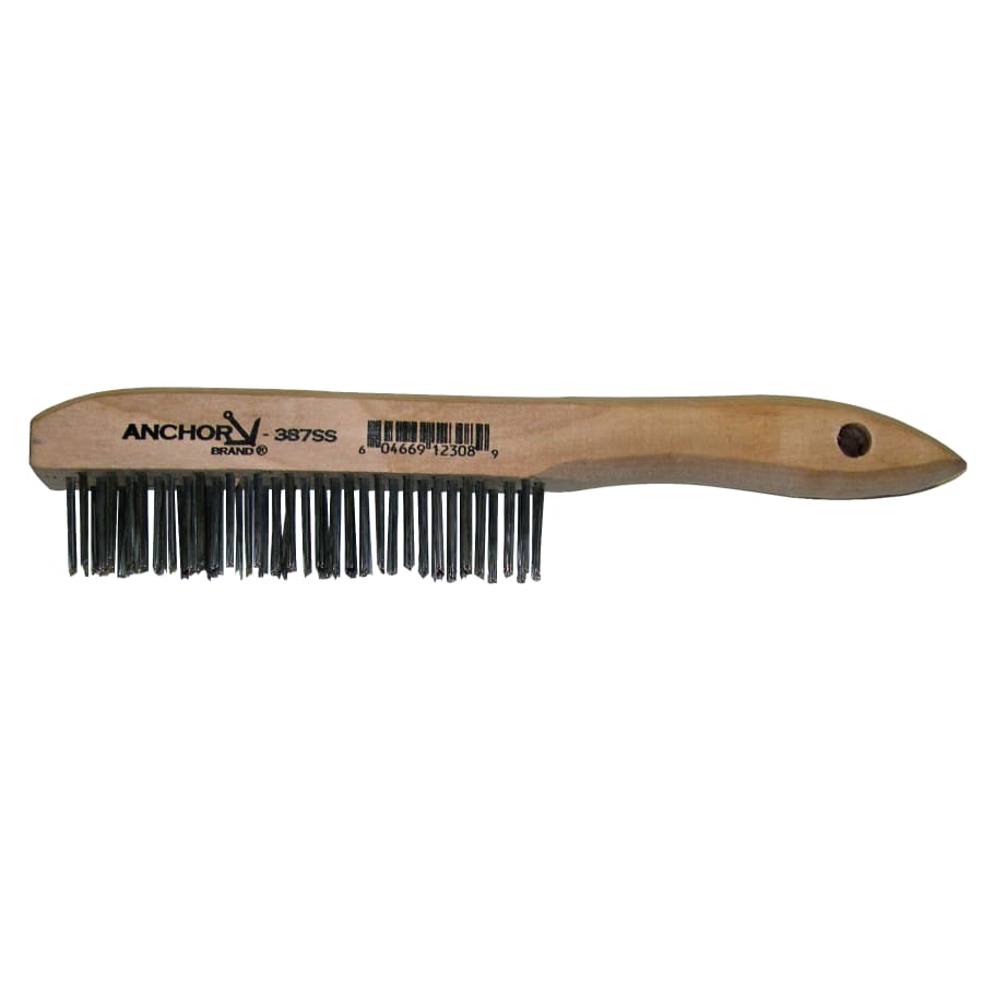(image for) Anchor Hand Scratch Brush, 4 X 16 Rows, Stainless Steel Bristles, Shoe Wood Handle