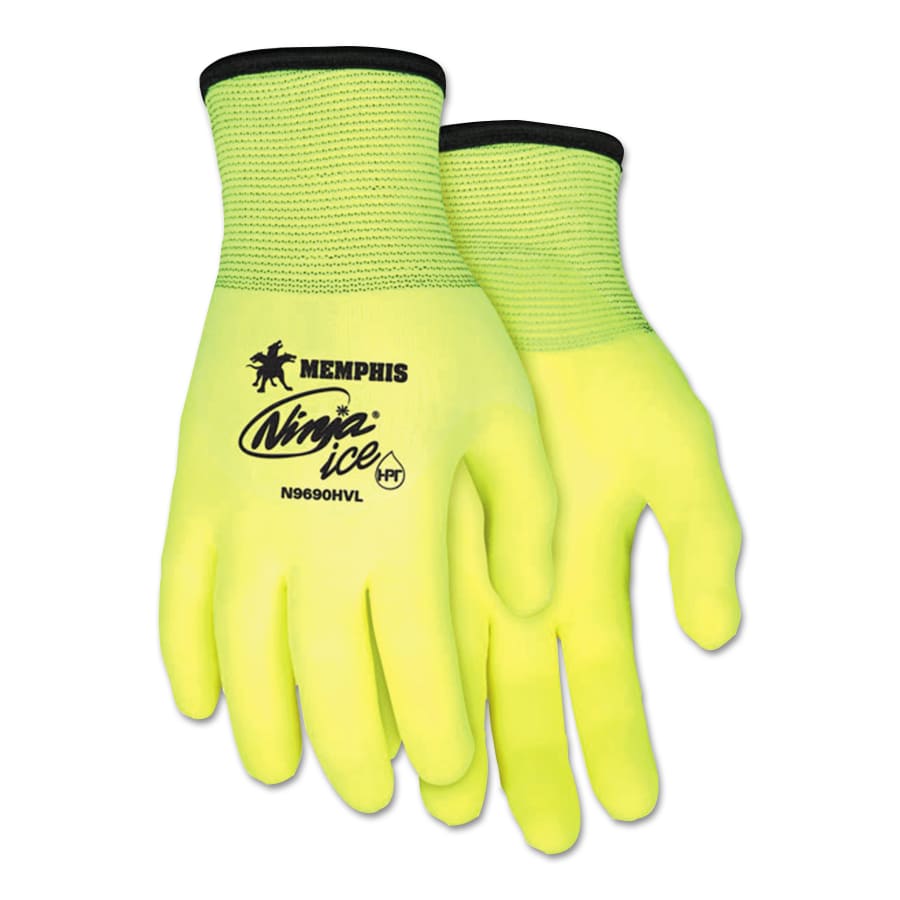 (image for) MCR Safety Ninja Ice Hi-Vis Gloves, X-Large, Hi-Vis Lime/White, Pack of 12