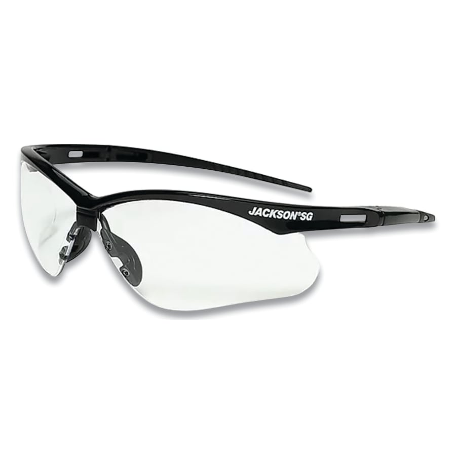 (image for) Jackson Safety SG Series Safety Glasses, Universal Size, Clear Lens, Anti-Scratch, Black Frame