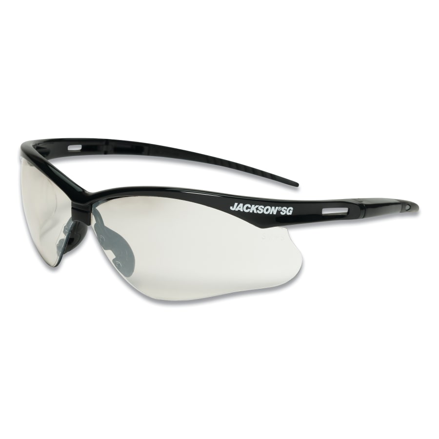 (image for) Jackson Safety SG Series Safety Glasses, Universal Size, Indoor/Outdoor Lens, Black Frame