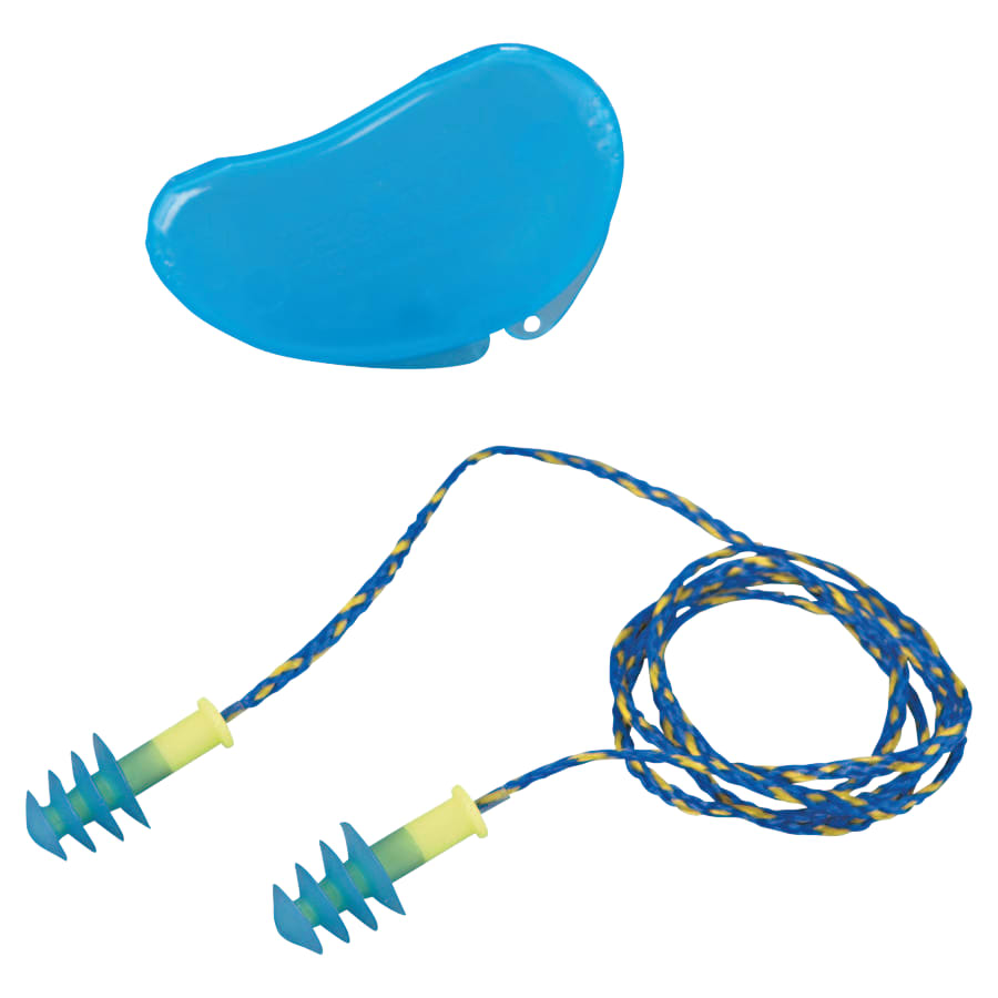 (image for) Honeywell Fusion Multiple-Use Earplug, Thermoplastic Elastomer, Blue/Yellow, Pack of 100