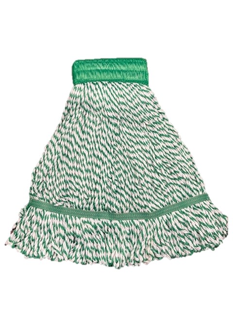 (image for) Microfiber Looped End String Mop, Medium, Wide Band, Green, Case of 12