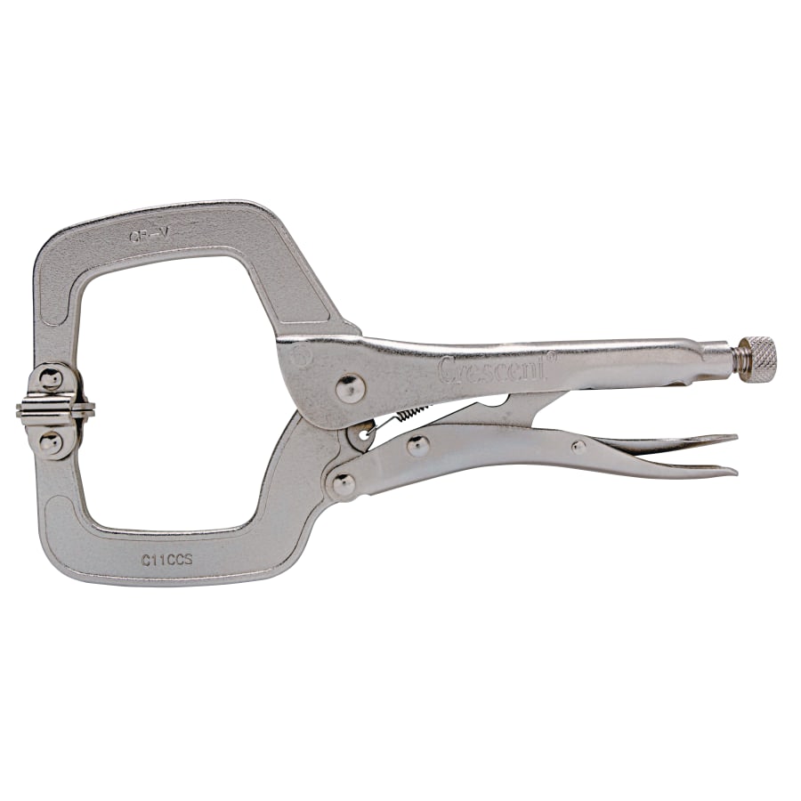 (image for) Crescent Locking C-Clamp, Swivel Pads, Locking Grip, 11 in Long