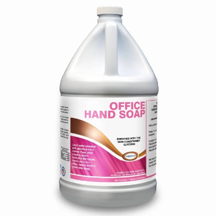 (image for) Office Hand Soap Liquid Water-Rinsable Pink Hand Cleaner, Case of 4 Gallons