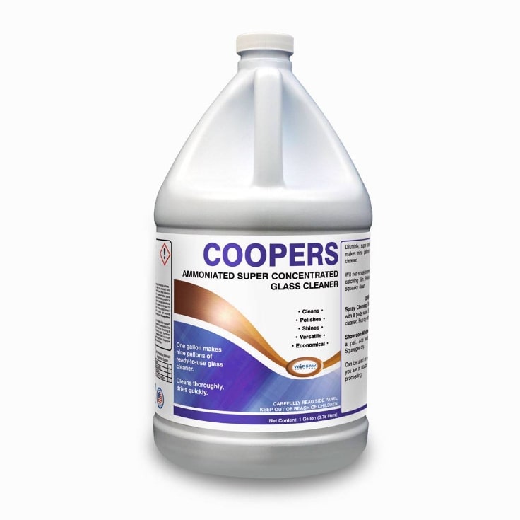 (image for) Coopers Ammoniated Super Concentrated Glass Purpose Cleaner, Case of 4 Gallons