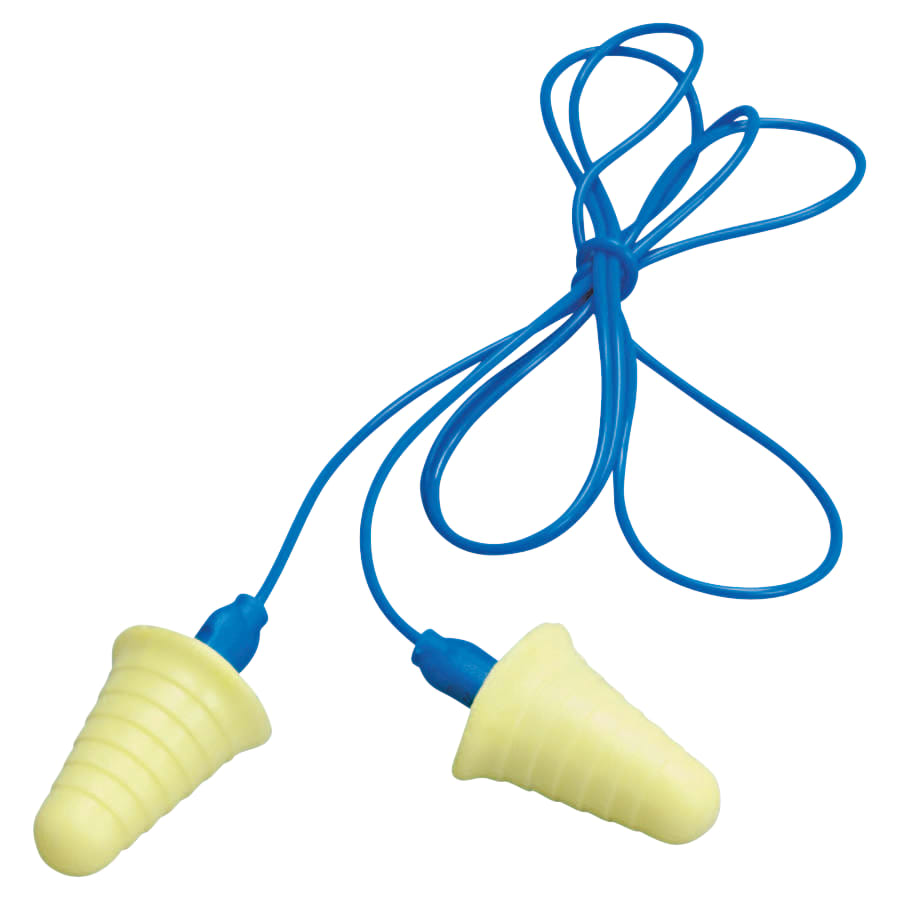 (image for) 3M E-A-R Push-Ins w/Grip Ring Foam Earplugs, Polyurethane, Blue/Yellow, Pack of 200