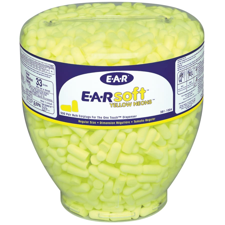 (image for) 3M E-A-R One Touch Earplug Dispensers, Polyurethane, Uncorded, Yellow, Pack of 500