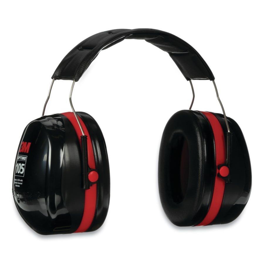(image for) 3M Peltor Optime 105 Earmuff, 30 dB NRR, Over-the-Head, Black/Red