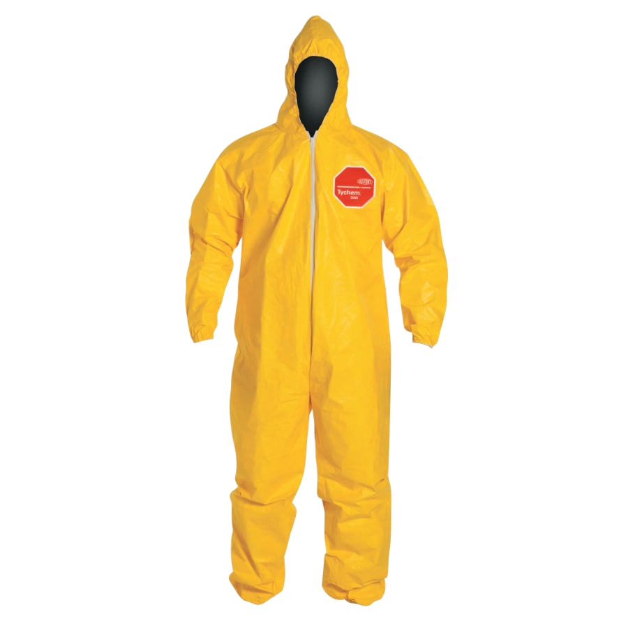 (image for) Dupont Tychem 2000 Coverall, Serged Seams, Attached Hood, Yellow, 2X-Large, Case of 12