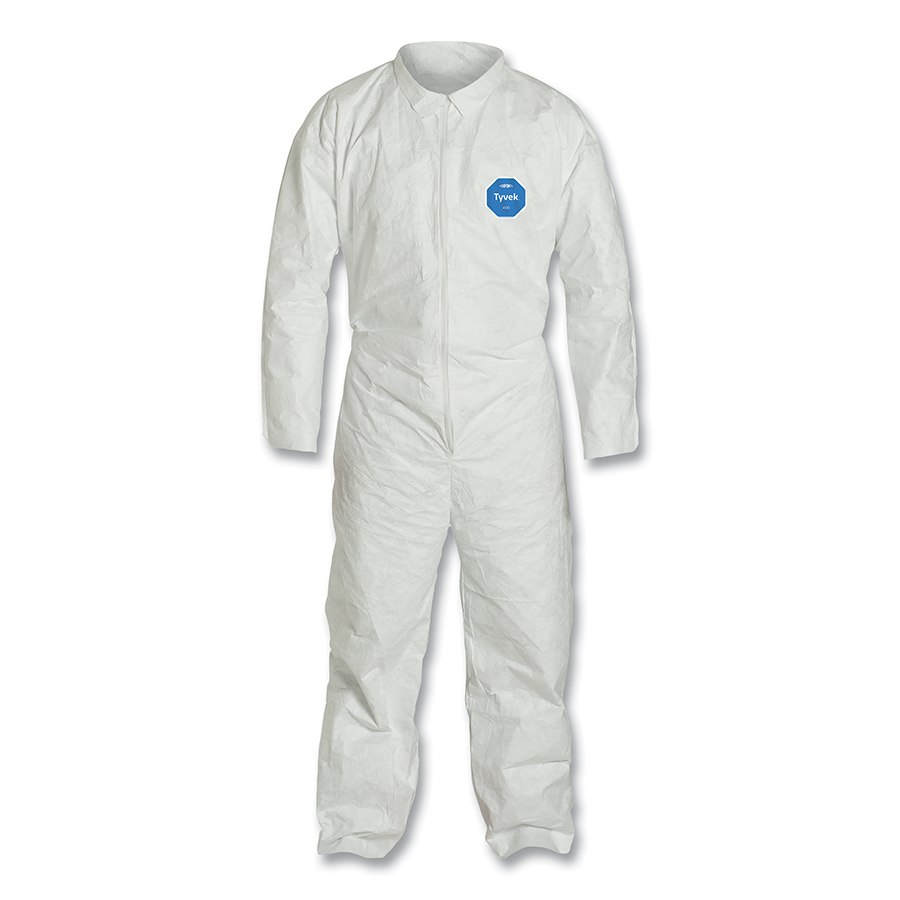 (image for) Dupont Tyvek 400 Coverall, Serged Seams, Collar, Elastic Waist, White, 3X-Large, Case of 25