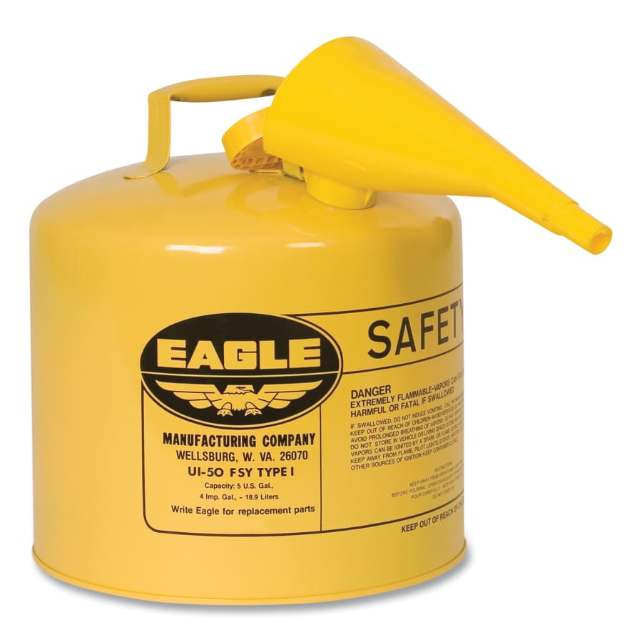 (image for) Eagle Type 1 Safety Can With Funnel, 5 gal, Yellow