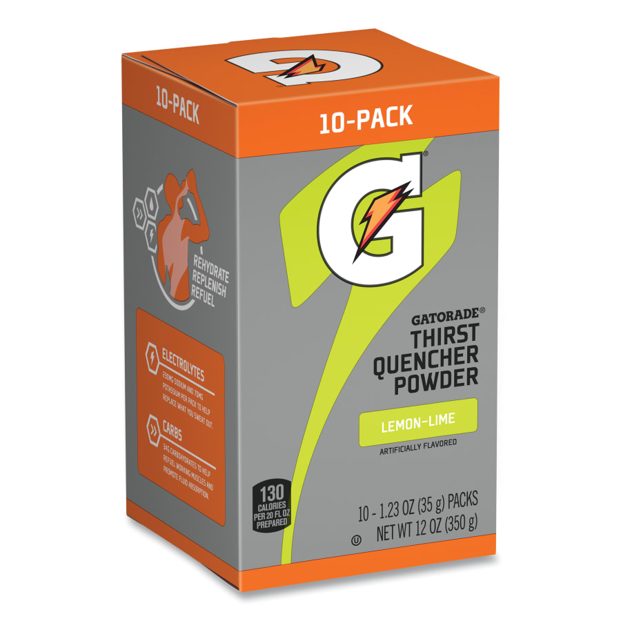 (image for) Gatorade Powder Stick, 1.23 oz Volume, Tube, 20 oz Yield, Lemon Lime