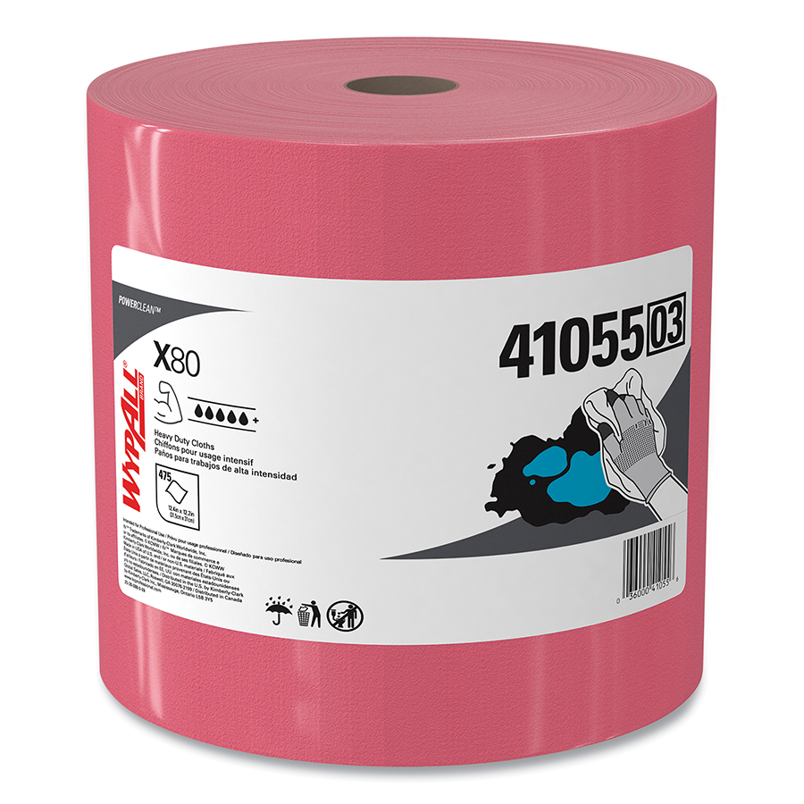 (image for) Wypall X80 Heavy-Duty Cloth, 475 Sheets/RL, Red, Jumbo Roll