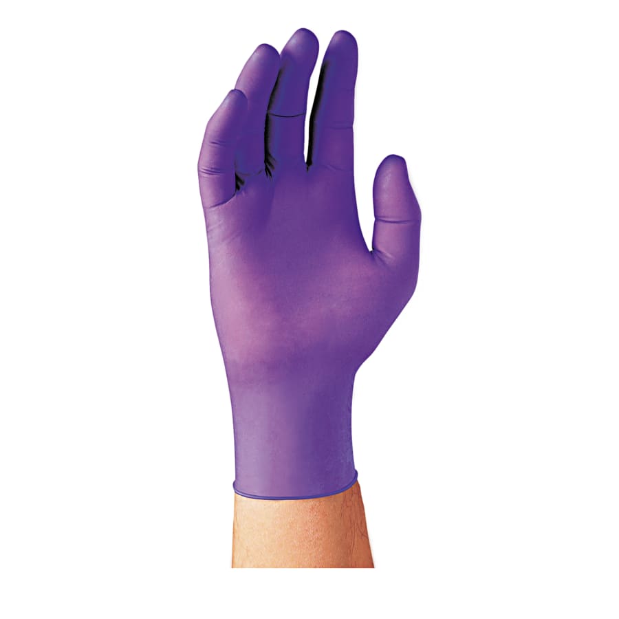 (image for) Kimtech Purple Nitrile Disposable Exam Gloves, Beaded Cuff, Large, 6 mil, Pack of 100