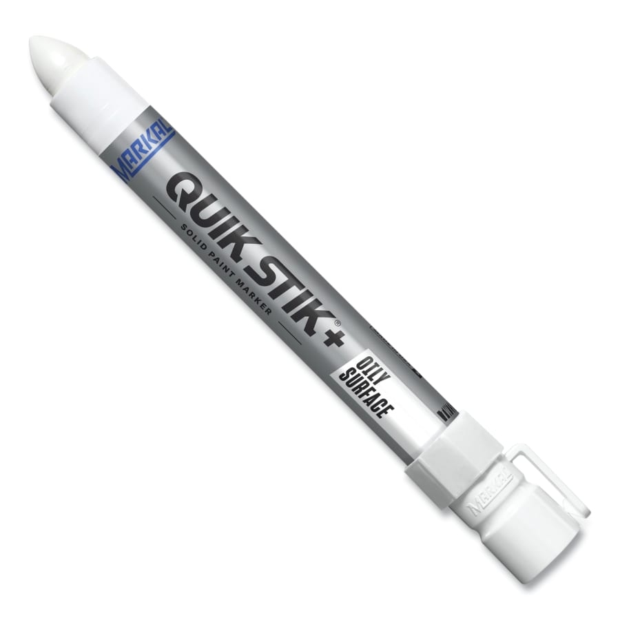(image for) Markal Quik Stik+ Oily Surface Solid Paint Marker, 1/2 in dia, 6 in L, White