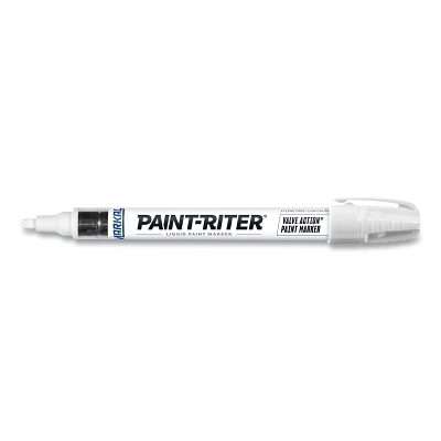 (image for) Markal PAINT-RITER VALVE ACTION Paint Marker, White, 1/8 in Tip, Medium