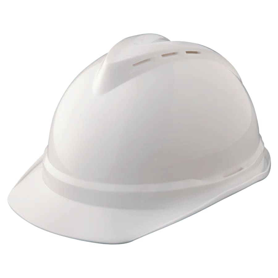 (image for) MSA V-Gard 500 Protective Caps and Hats, 4 Point Fas-Trac, Vented Cap, White
