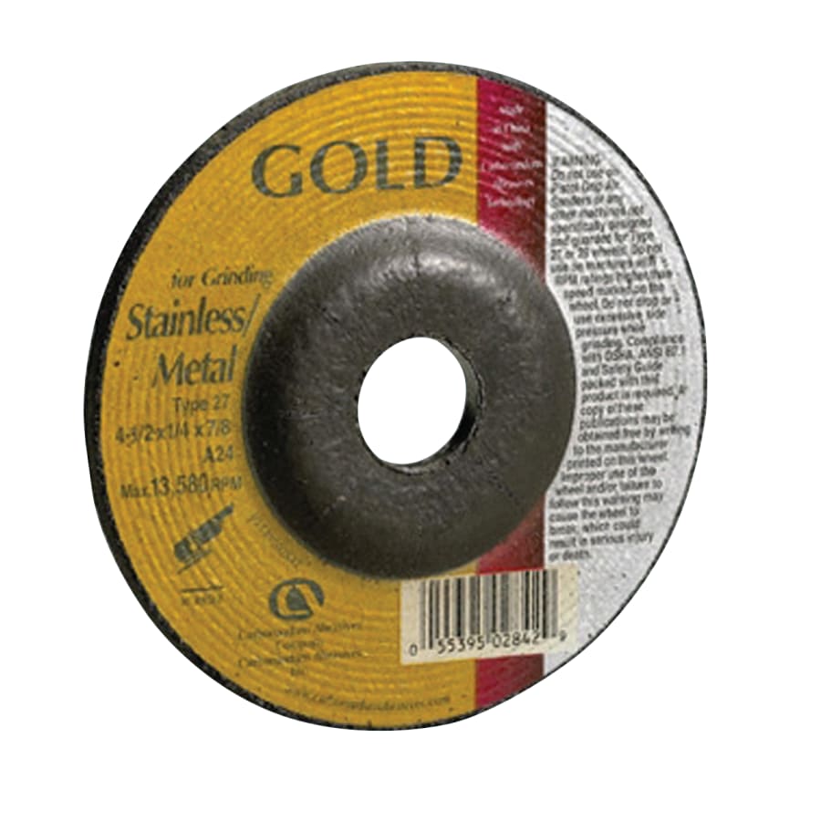 (image for) Carborundum Gold Aluminum Oxide, 4-1/2 in Diameter, 1/4 in Thick, 7/8 in arbor, 24 Grit
