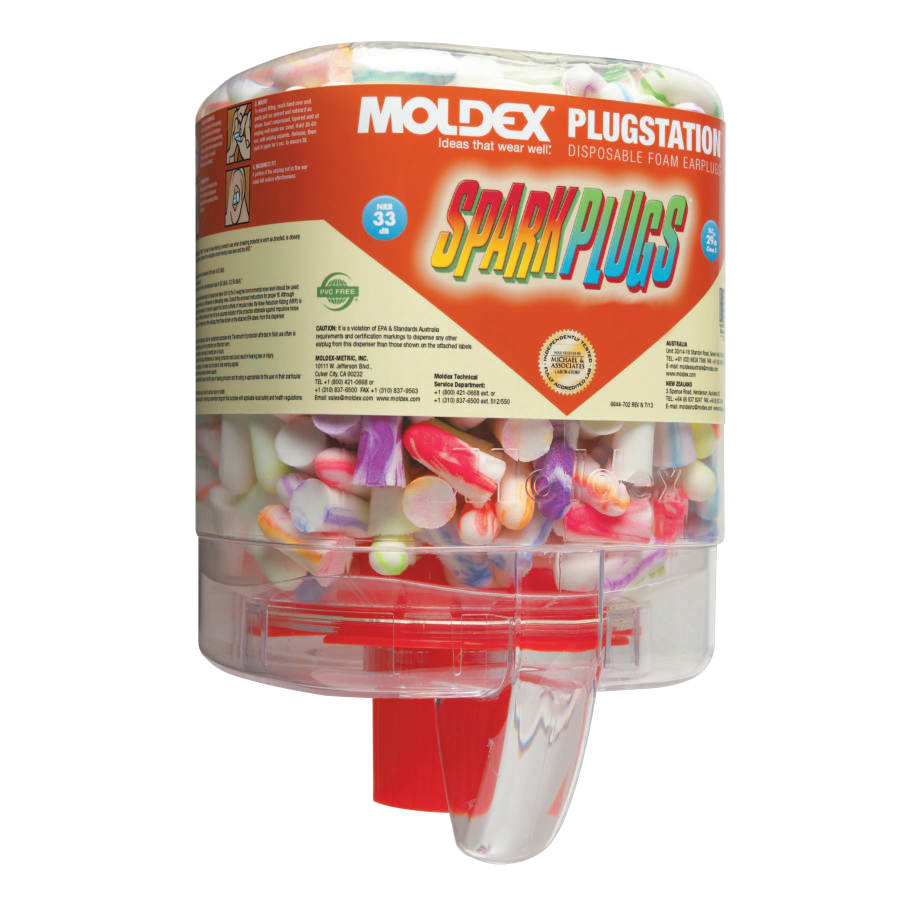 (image for) Moldex PlugStation Earplug Dispenser, Assorted Color Swirls/Streaks, SparkPlugs, Pack of 50