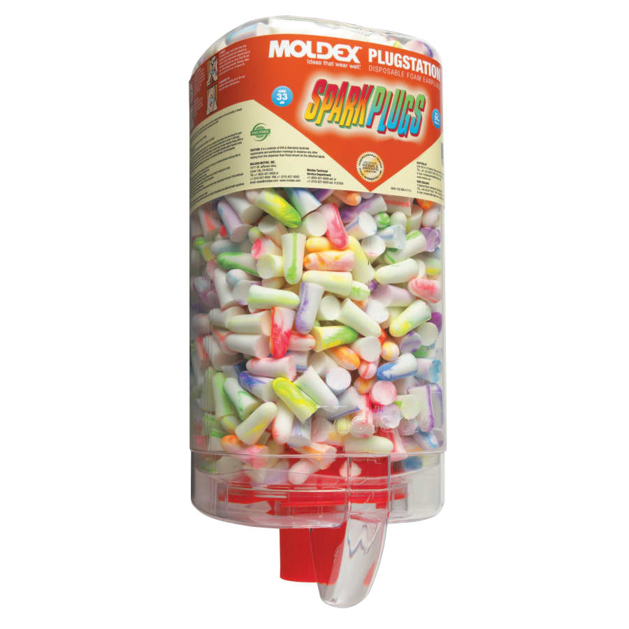 (image for) Moldex PlugStation Earplug Dispenser, Assorted Color Swirls/Streaks, SparkPlugs, Pack of 500
