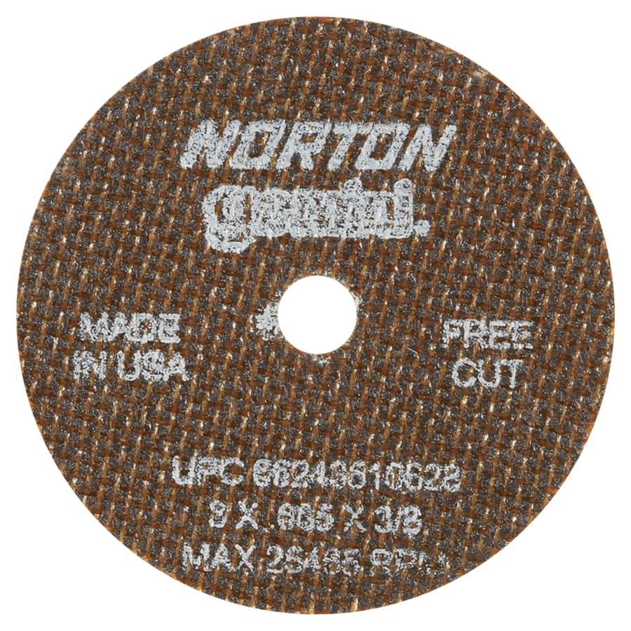 (image for) Norton Gemini Type 1 Reinforced Cut-Off Wheel, 3 in dia, 0.035 in Thick, 3/8 Arbor, 60 Grit, Aluminum Oxide