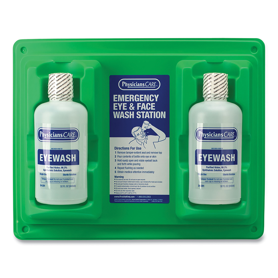 (image for) First Aid Only Eye and Skin Flush Emergency Station/Replacement Twin Bottles, 32 oz
