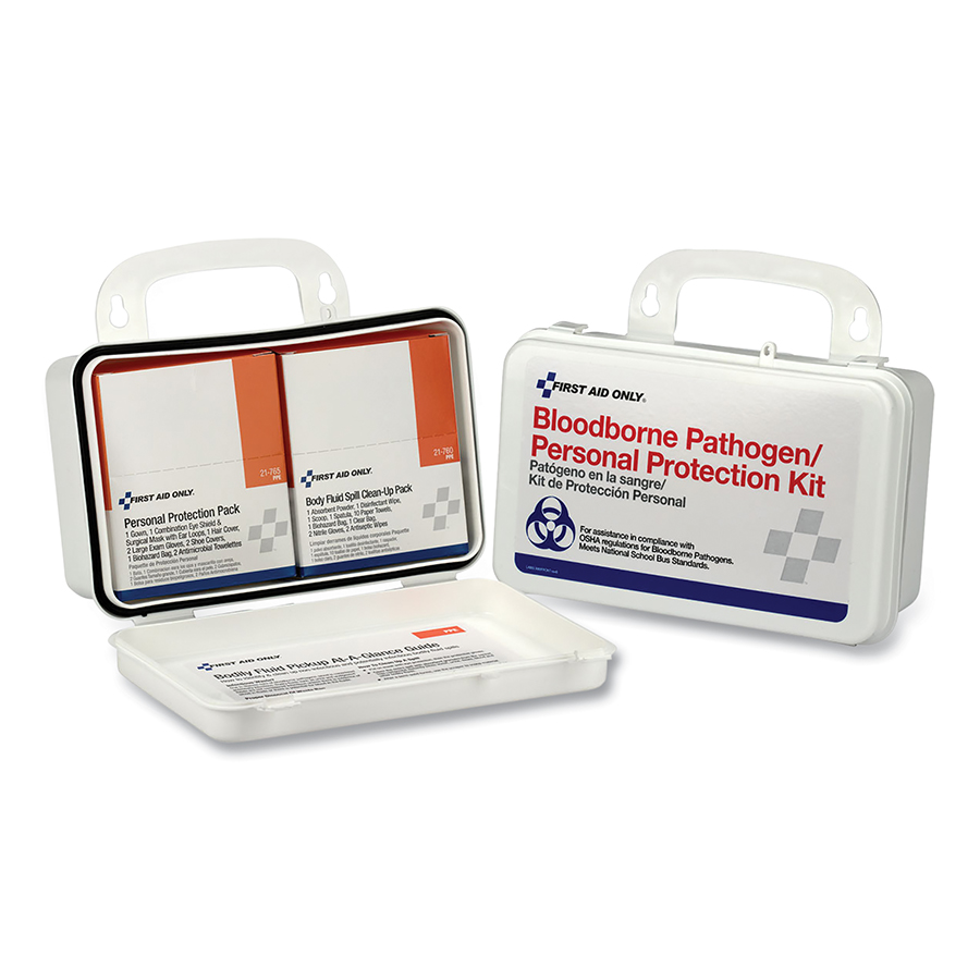 (image for) First Aid Only Bloodborne Pathogens Kit, Weatherproof Plastic, Wall Mount
