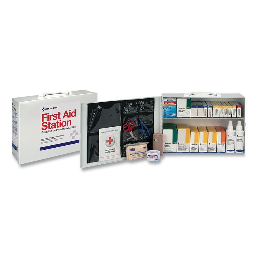 (image for) First Aid Only 100 Person Industrial First Aid Kit, Steel Case, Carry Handle, Wall Mount