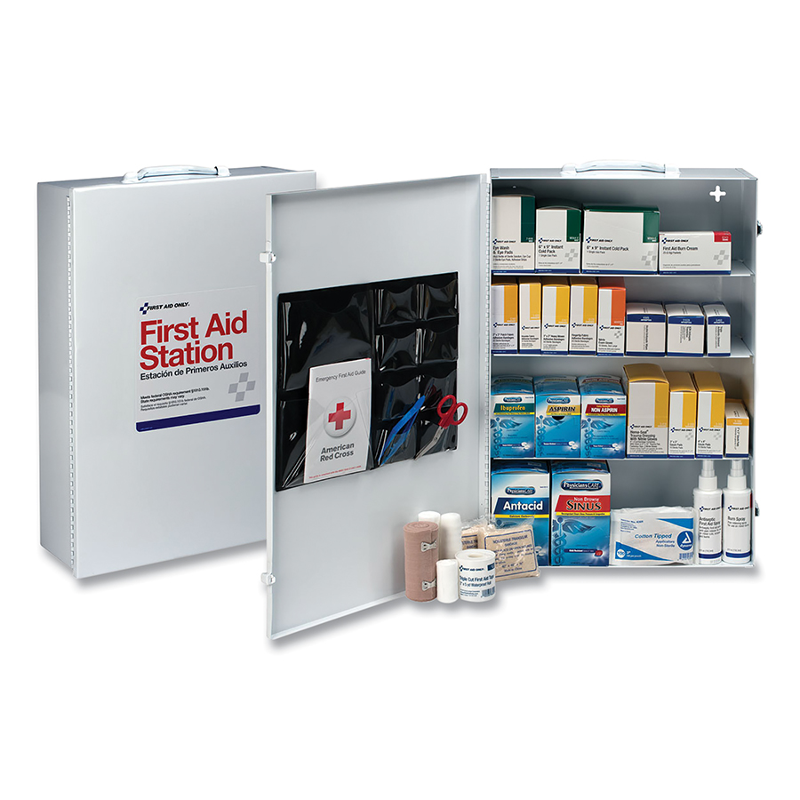 (image for) First Aid Only 4-Shelf Industrial First Aid Station, Steel Case, Wall Mount