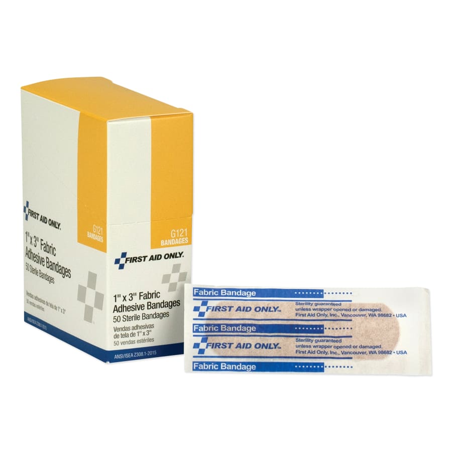 (image for) First Aid Only Fabric Bandage, 1 in x 3in, Pack of 50