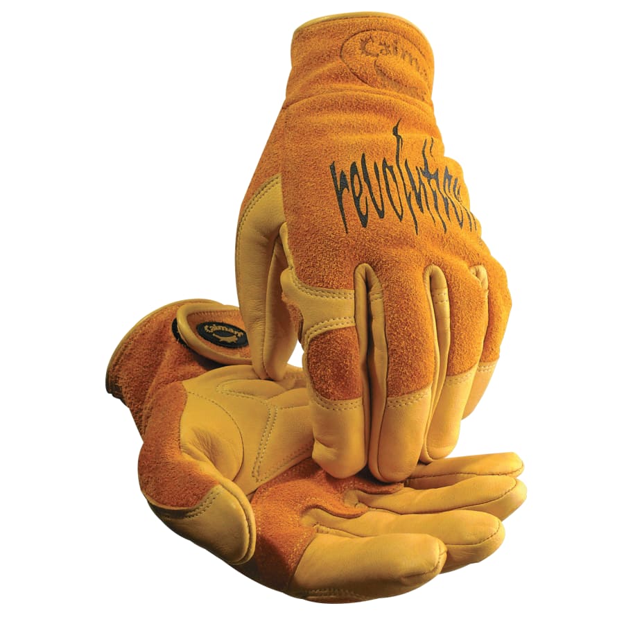 (image for) Caiman 1828 revolution Cow Grain Unlined TIG/MIG Welding Gloves, X-Large, Tan/Gold, Hook-and-Loop