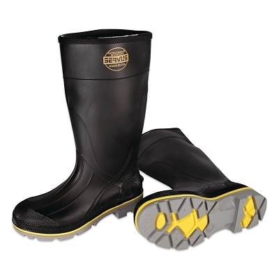 (image for) Servus XTP PVC Steel Toe Knee Boots, 15 in H, Size 8, Black/Gray/Yellow