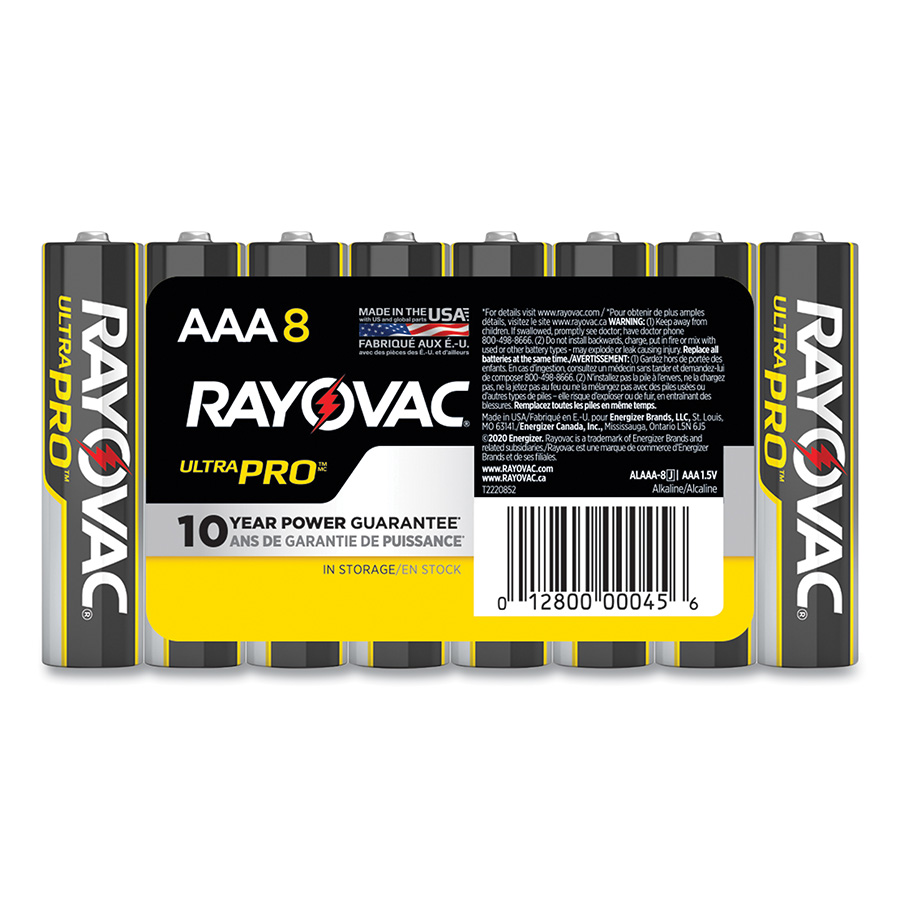 (image for) Rayovac Ultra Pro Alkaline Battery, 1.5V, AAA, Shrink Pack, Pack of 8