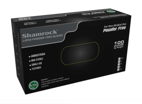 (image for) Shamrock Large, Black Industrial Latex Gloves, Textured, case of 1000