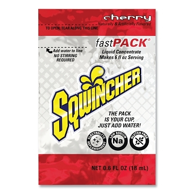 (image for) Sqwincher Fast Pack Drink Mix, Cherry, 0.6 fl oz, Pack, Yields 6 oz