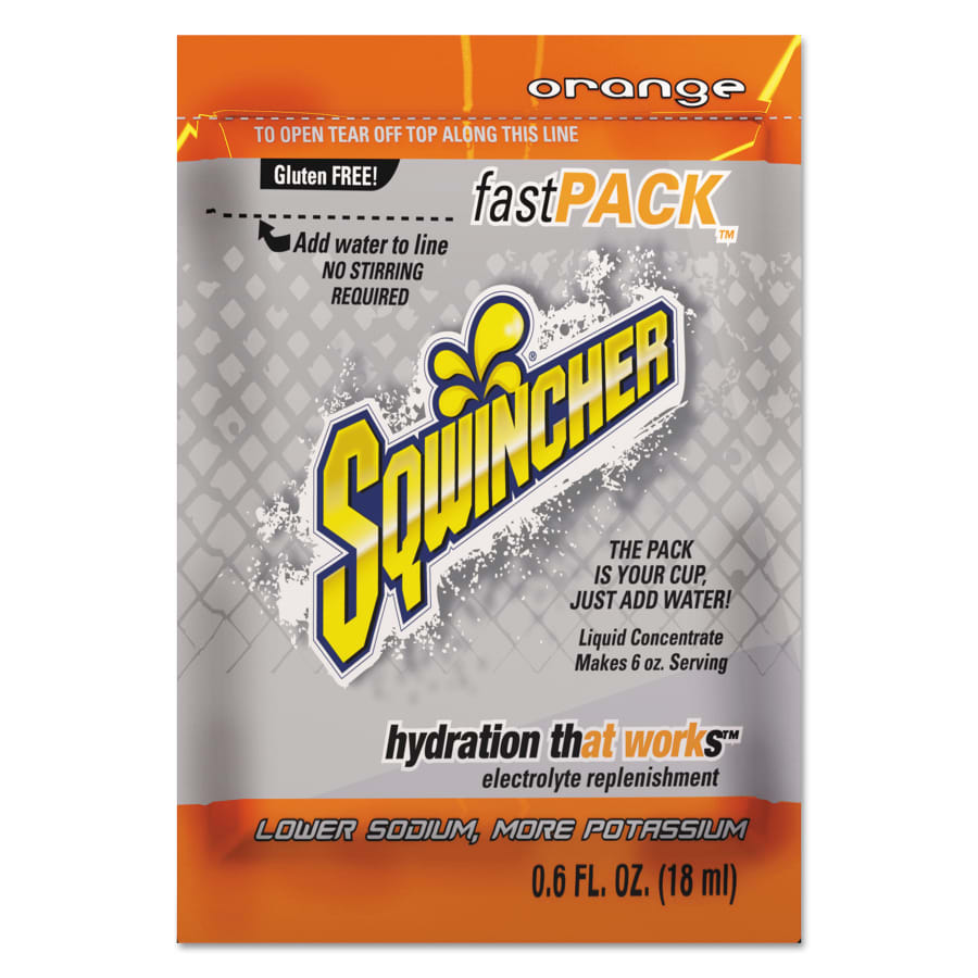 (image for) Sqwincher Fast Pack Drink Mix, Orange, 0.6 fl oz, Pack, Yields 6 oz