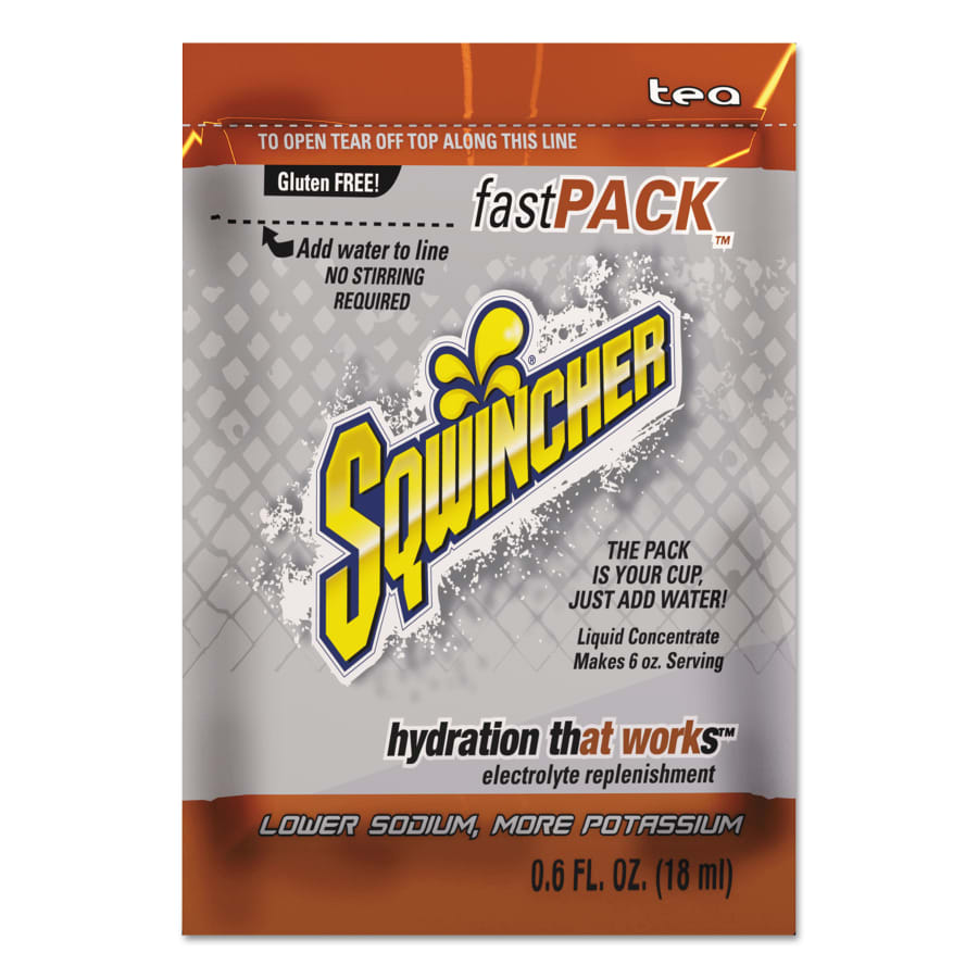 (image for) Sqwincher Fast Pack Drink Mix, Tea, 0.6 fl oz, Pack, Yields 6 oz
