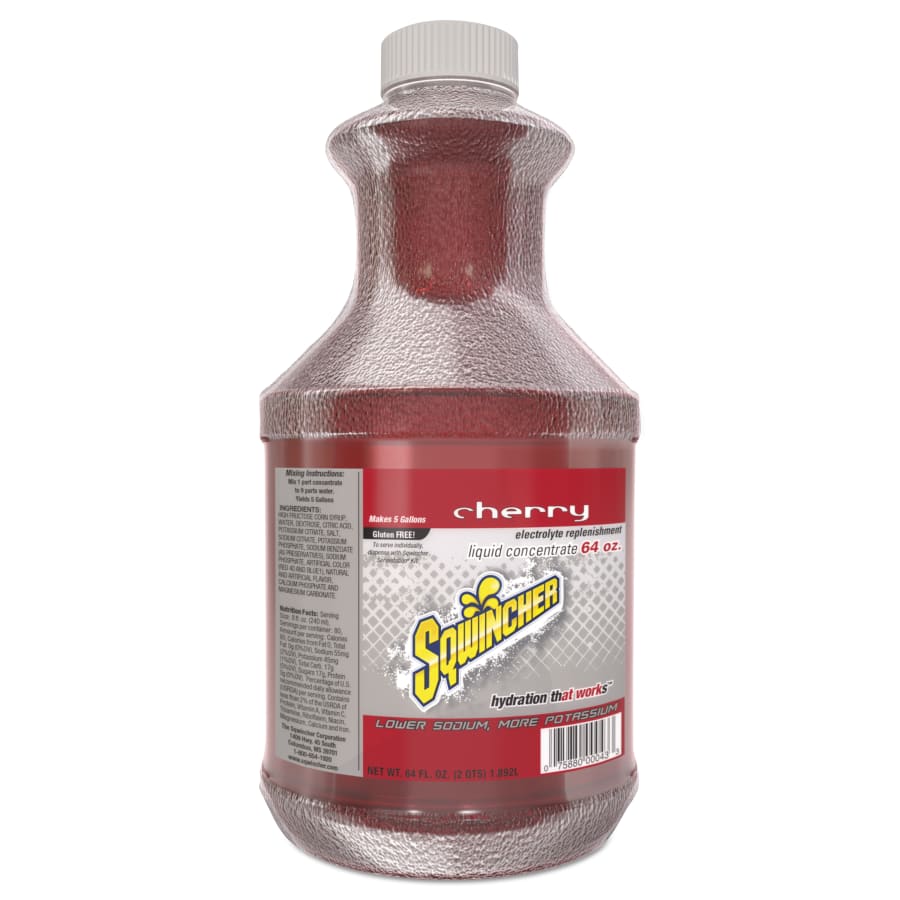 (image for) Sqwincher Liquid Concentrate, 64 oz, Bottle, Yields 5 gal, Cherry