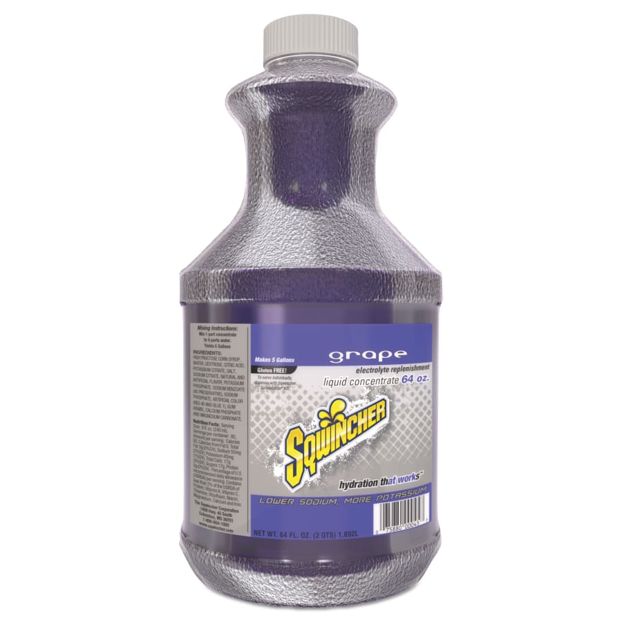 (image for) Sqwincher Liquid Concentrate, 64 oz, Bottle, Yields 5 gal, Grape