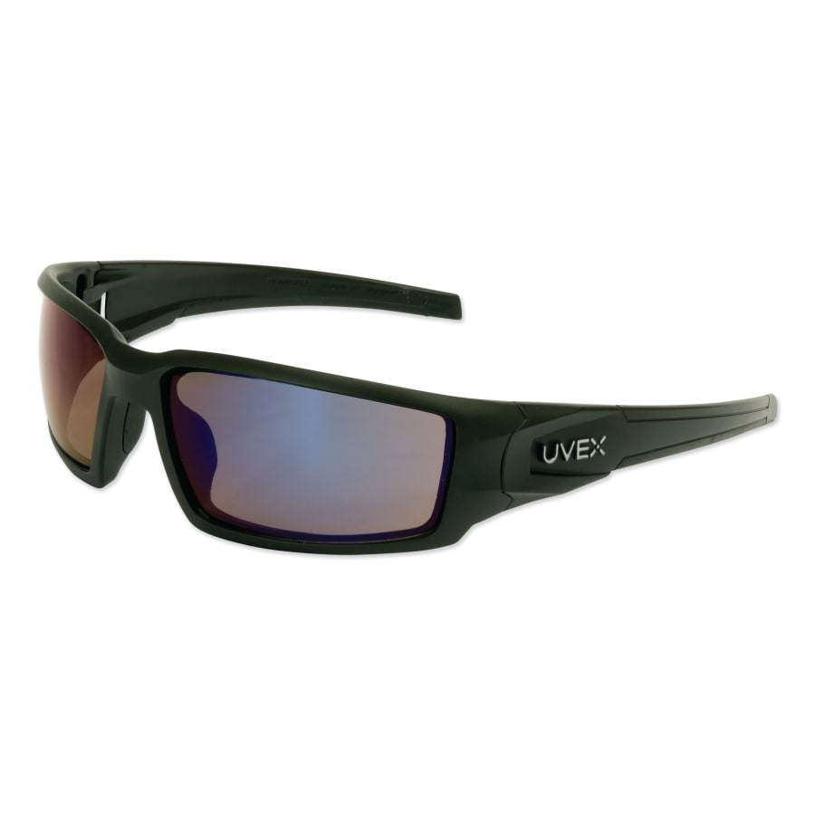 (image for) Hypershock Safety Eyewear, Blue Mirror Polycarbonate Lens, Matte Black Polycarbonate Frame