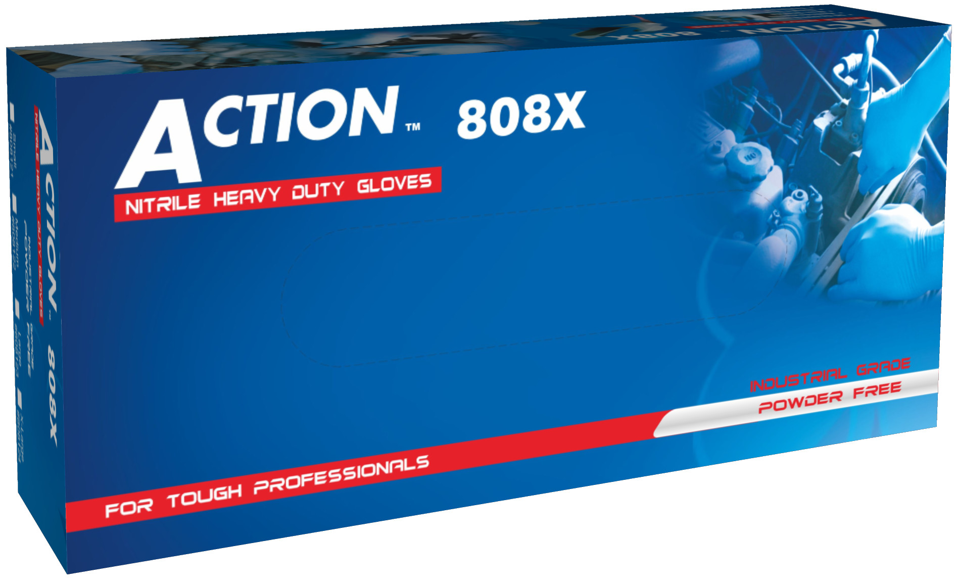(image for) Action, Large Heavy Duty Nitrile, 12" Extended Cuff Gloves, case of 1000