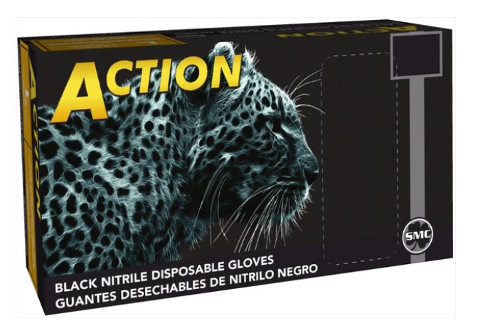 (image for) Action, Large Black Nitrile Disposable Gloves, case of 1000