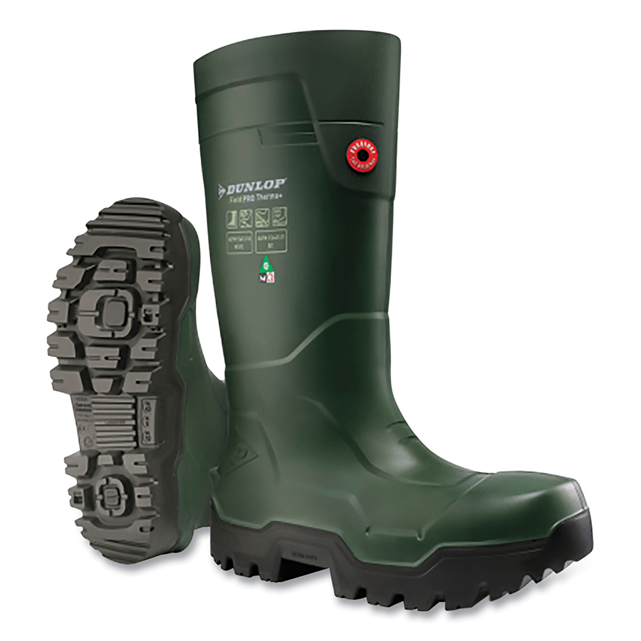 (image for) Dunlop FieldPro Thermo+ Rubber Boots, Size 10, Green